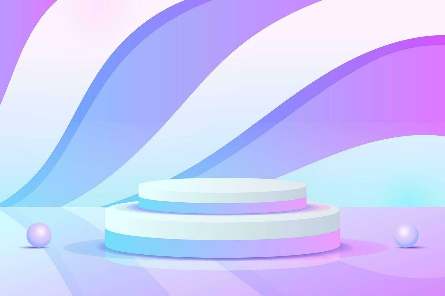Set purple blue violet 3d object cylinder pedestal podium display gradient color minimal scene vector