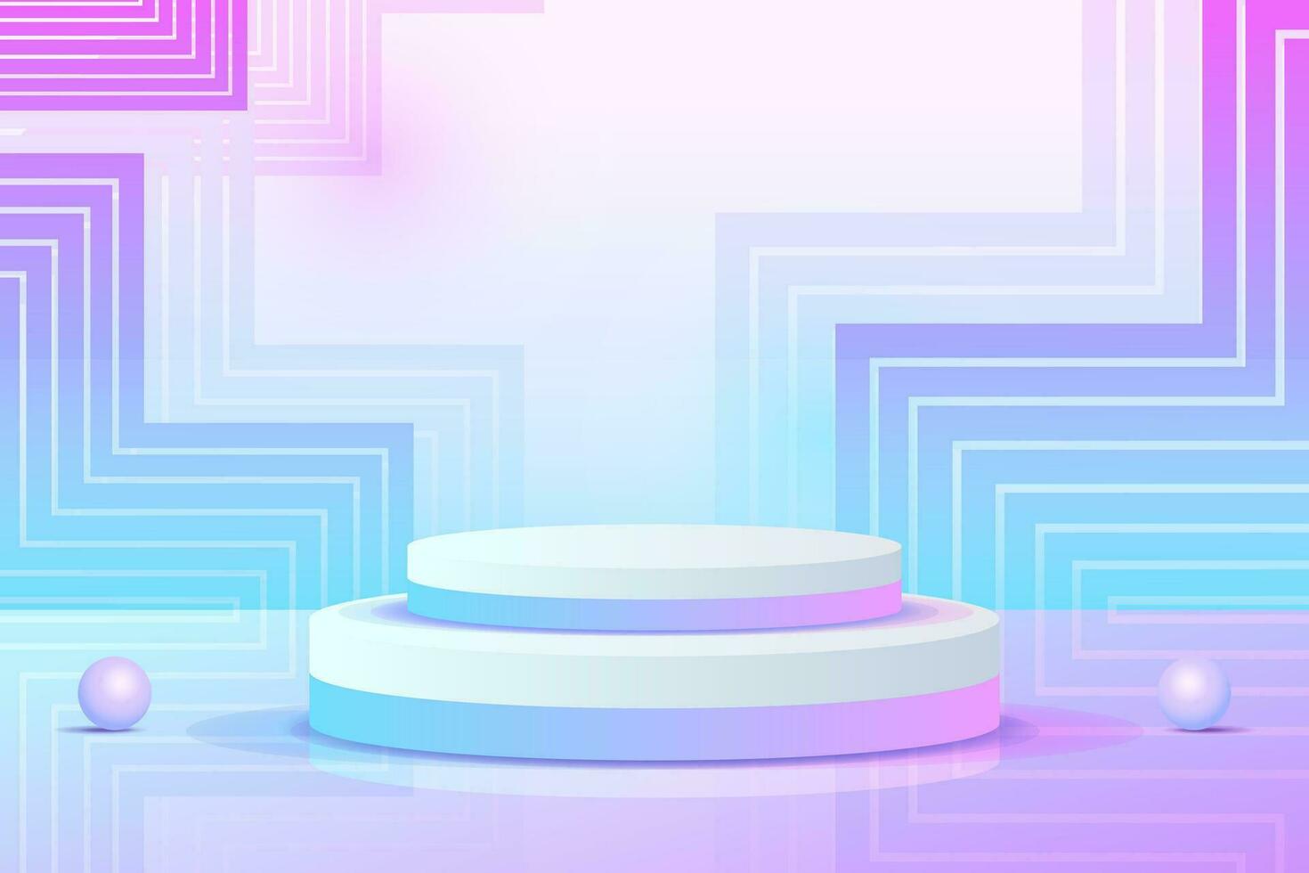 conjunto púrpura azul violeta 3d objeto cilindro pedestal podio pantalla gradiente color mínimo escena vector