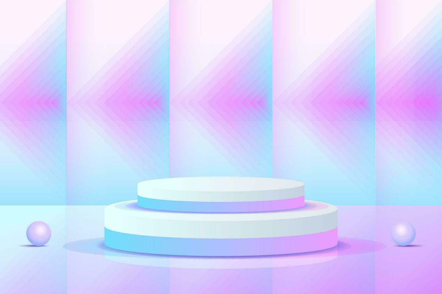 Set purple blue violet 3d object cylinder pedestal podium display gradient color minimal scene vector