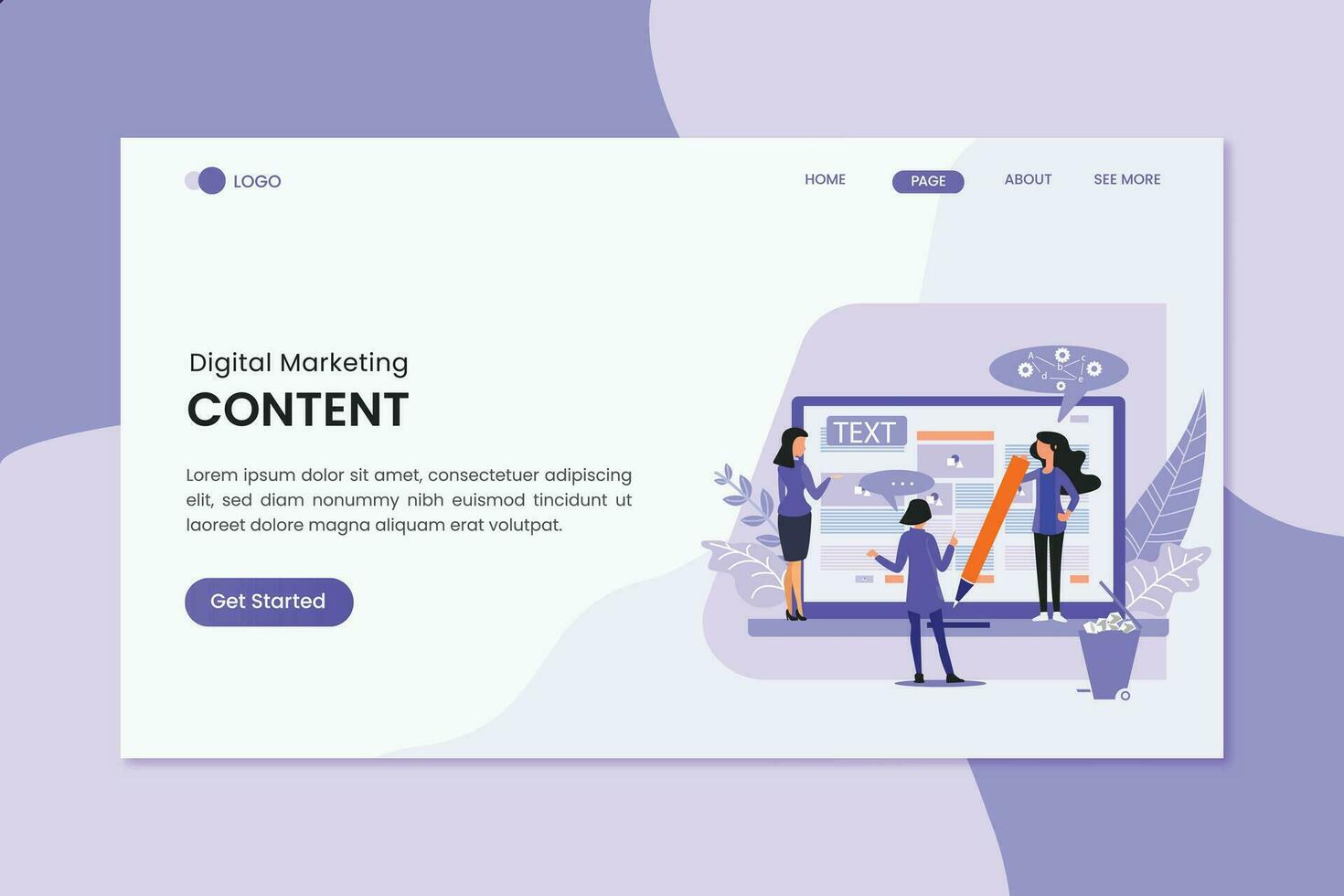 Content Creator Digital Marketing Landing Page vector
