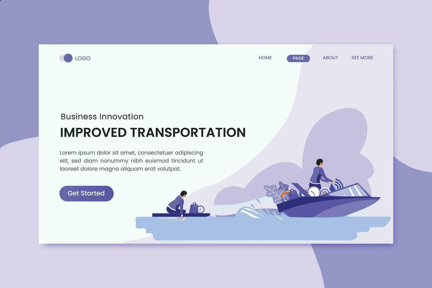 Improved Transportation Business Innovation Landing Page vector