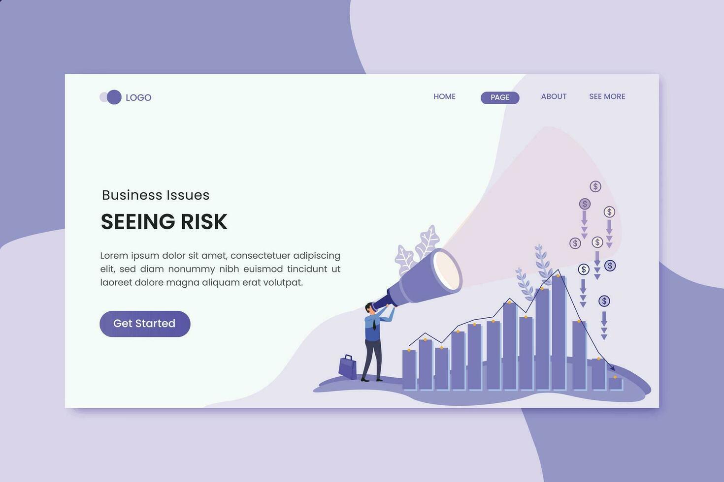 Marketing Risk Management Business Landing Page vector