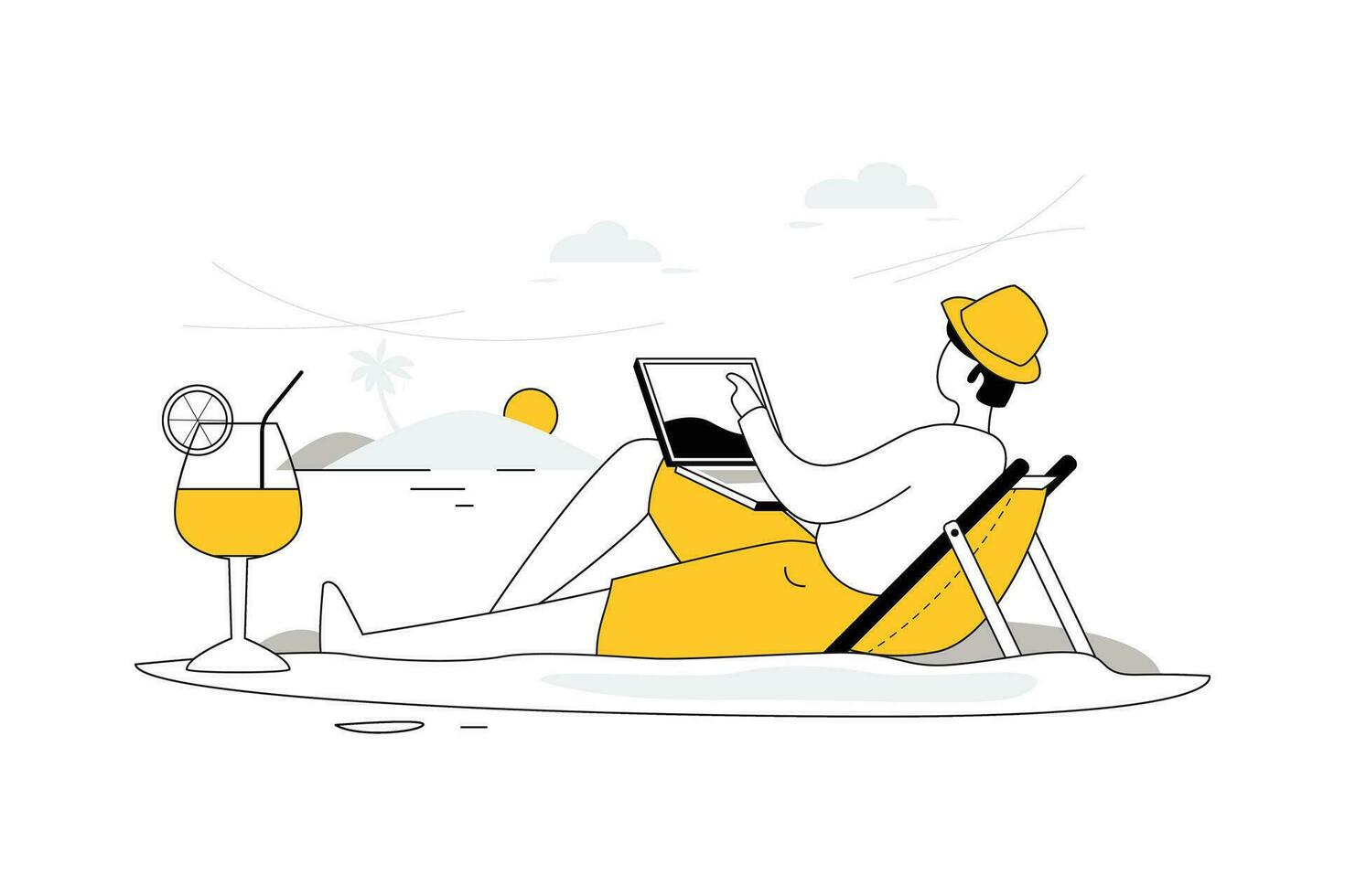 Relax on the beach, Travel Vectors Illustration Flat Line
