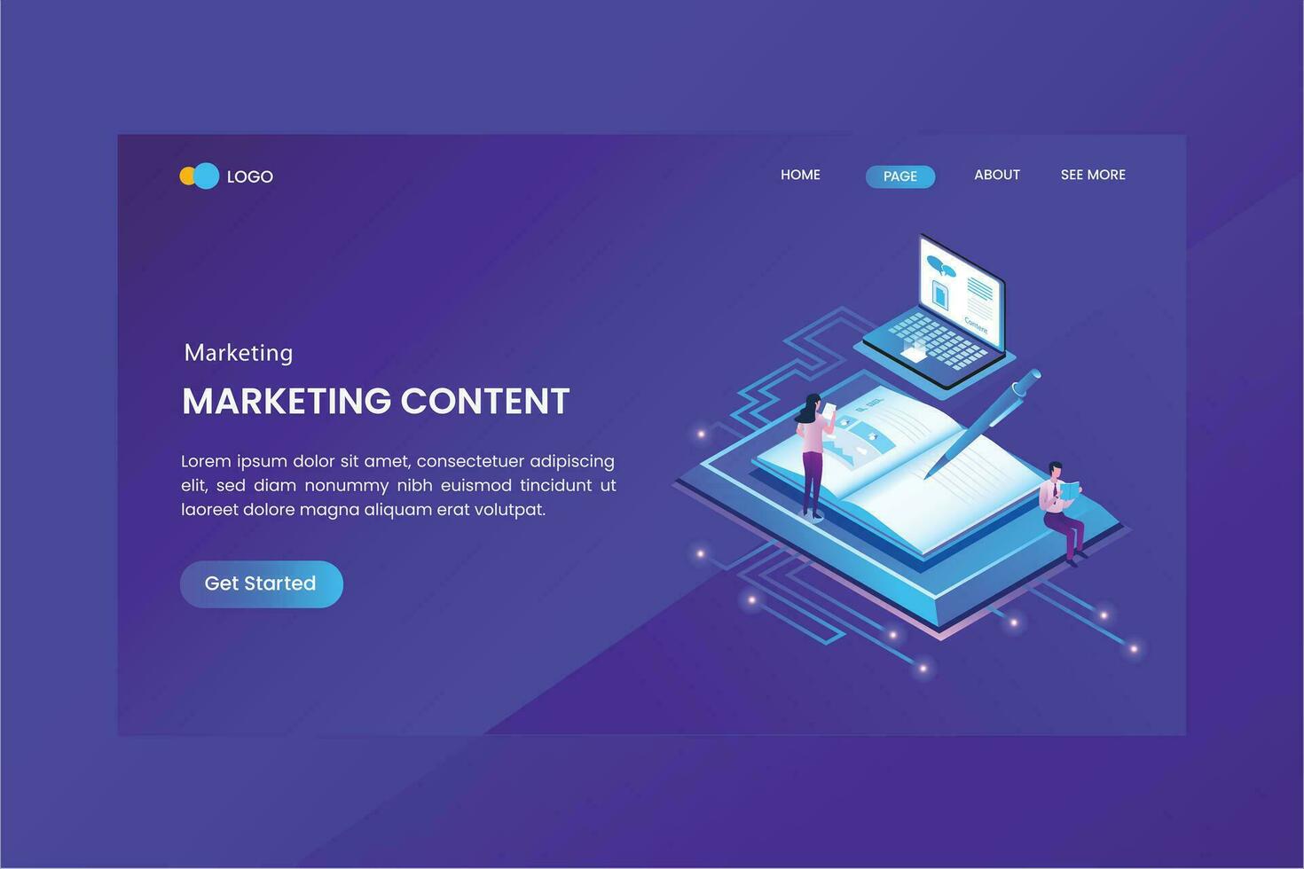 Marketing Creator Isometric Concept Landing Page vector