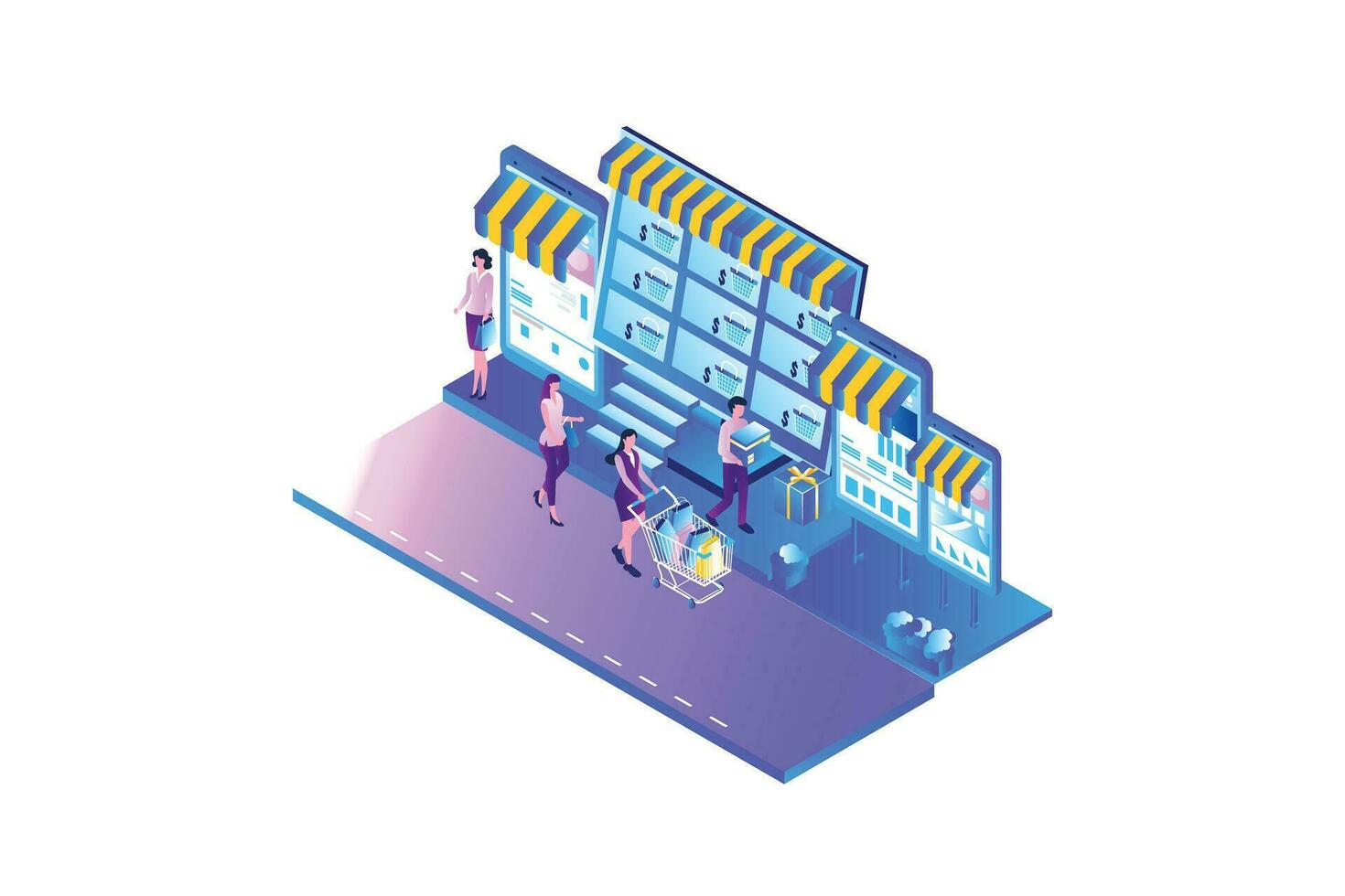 Online Shopping Isometric vector