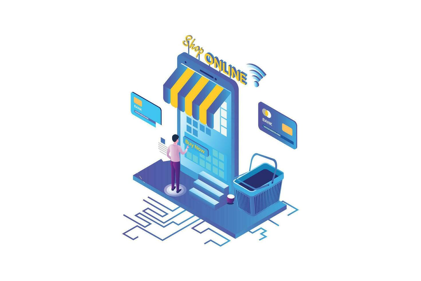 Shopping Online Isometric vector