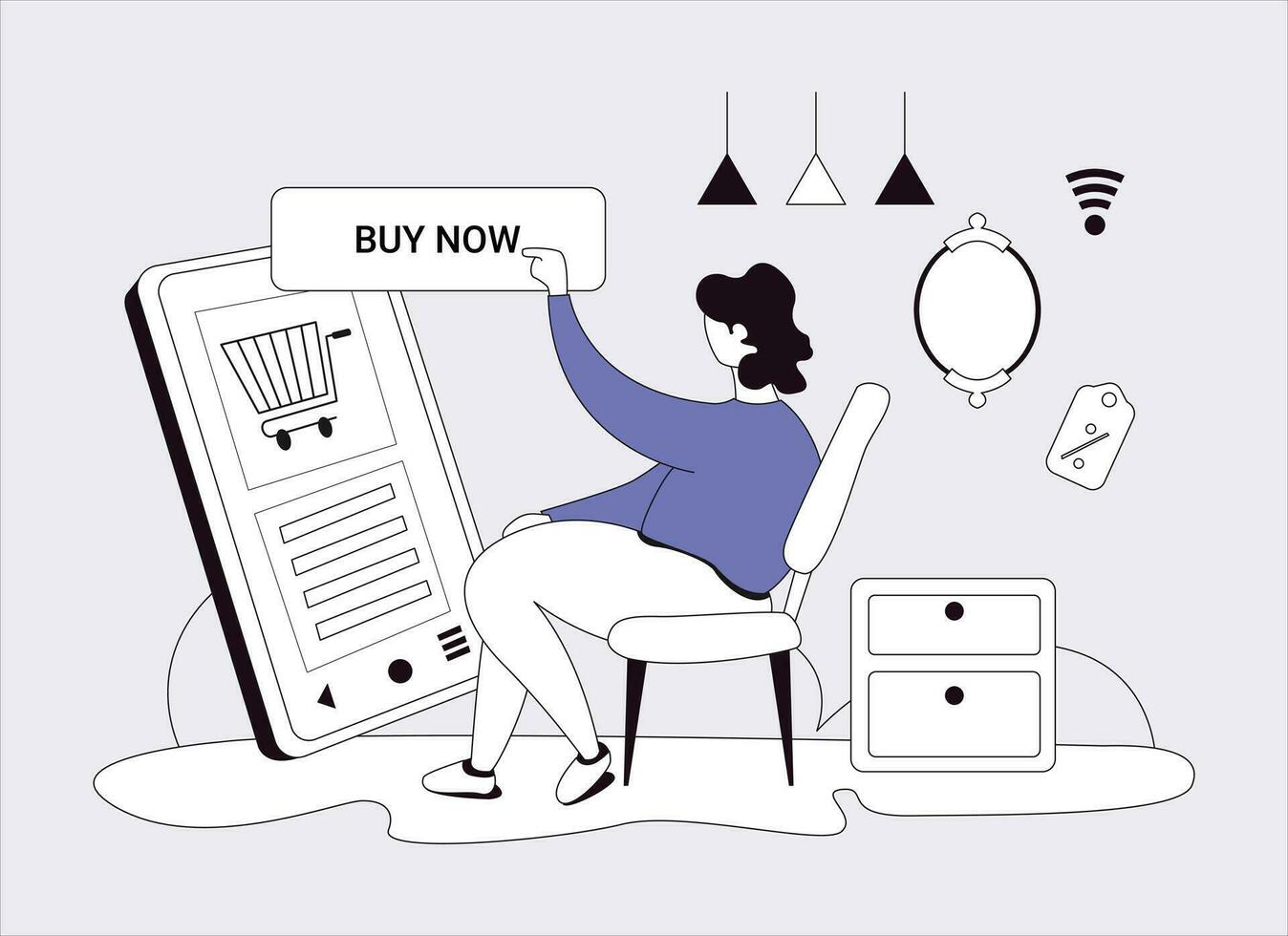 Purchase at Home, Shopping concept illustrations vector