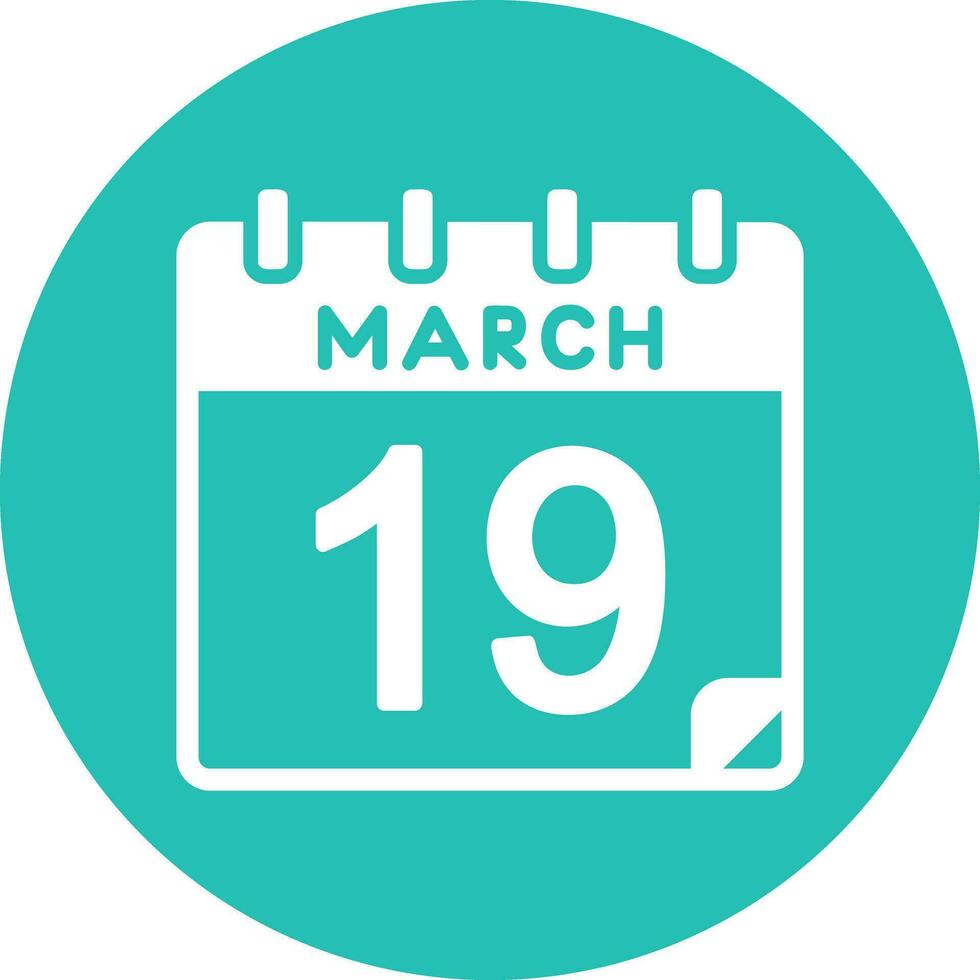 19 March Vector Icon