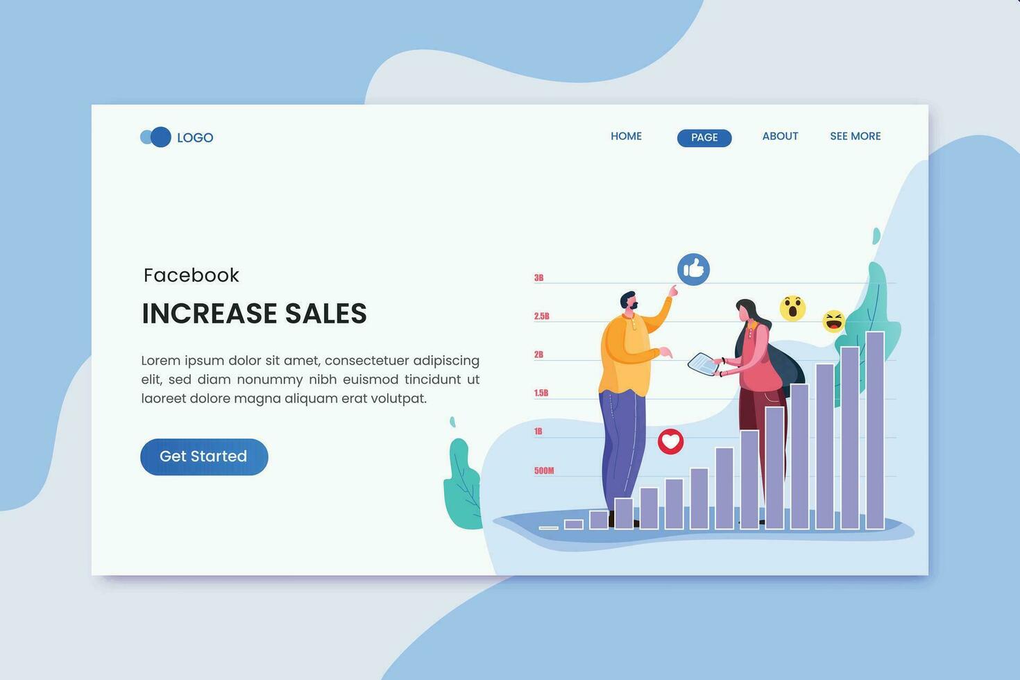 Increase Sales Marketing Landing Page vector