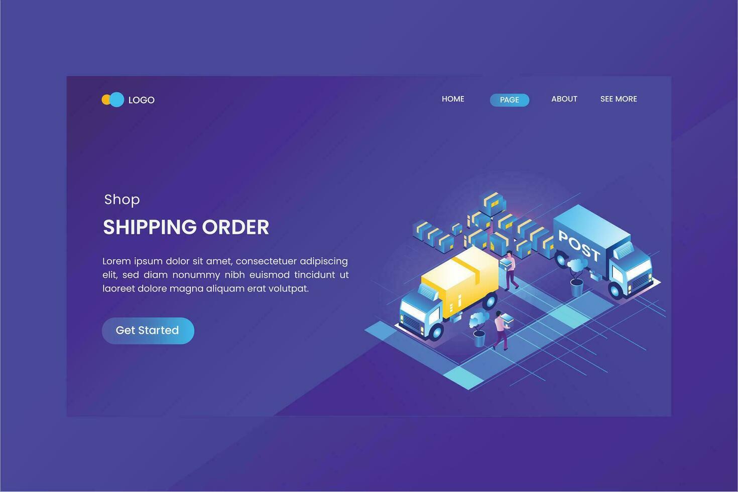 Logistic Service Isometric Concept Landing Page vector