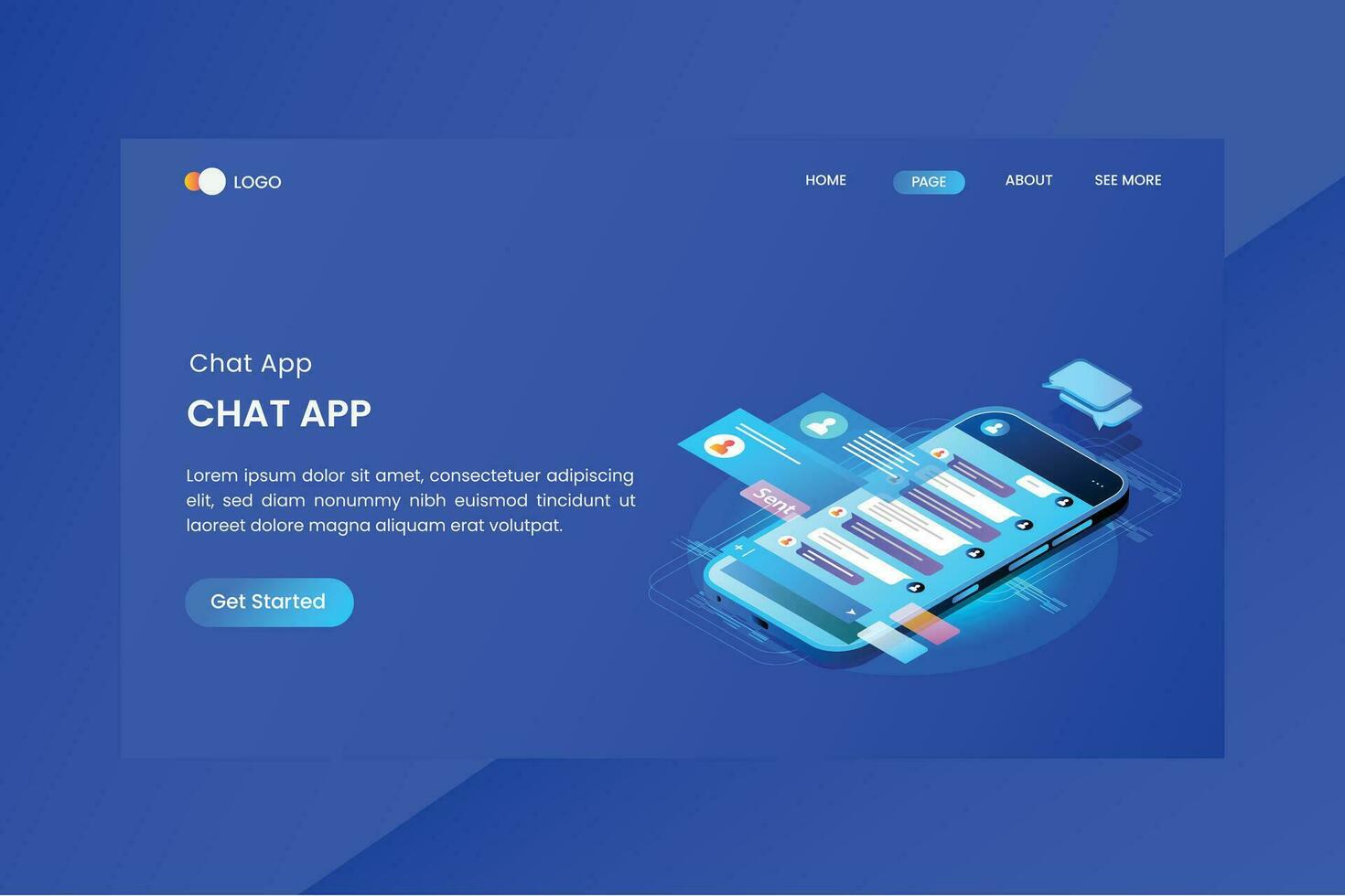 Chat Messenger App Isometric Concept Landing vector