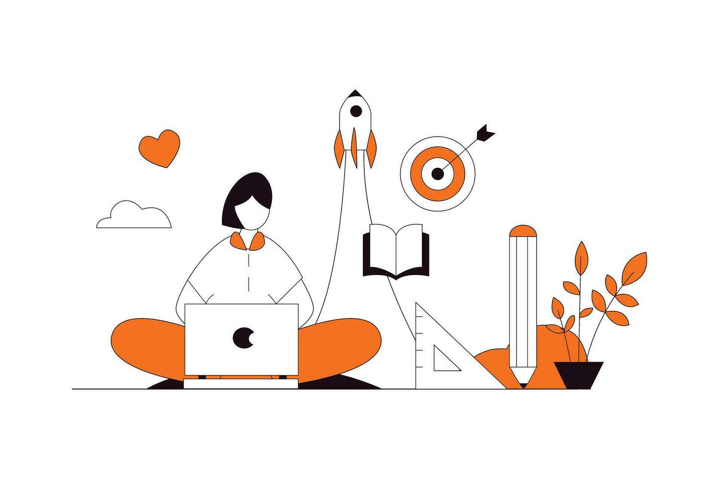 Thinking learning, Business Flat Style Illustration vector