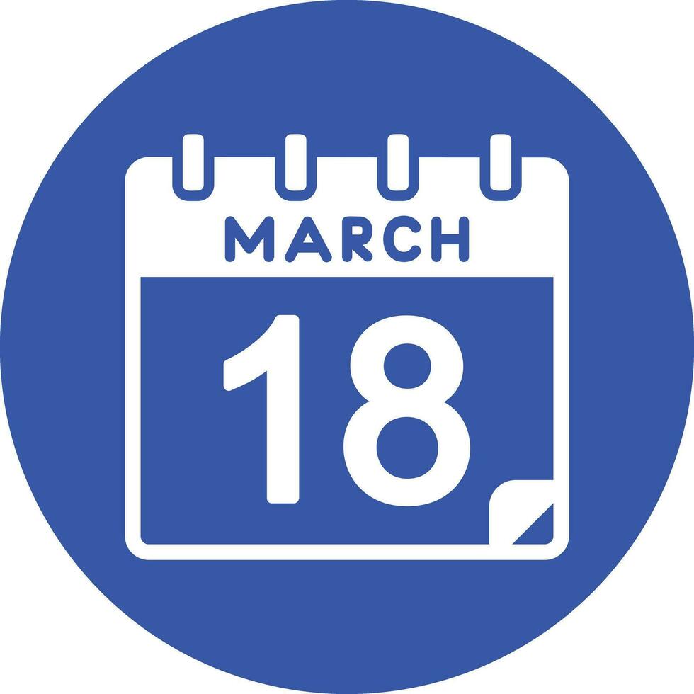 18 March Vector Icon