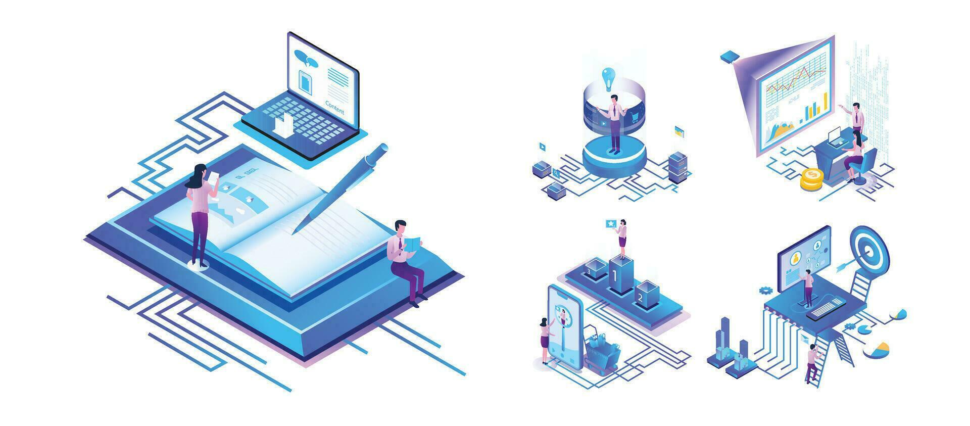 Isometric Marketing, Analysis Marketing , Marketing Creator, Seo Idea, target Marketing vector