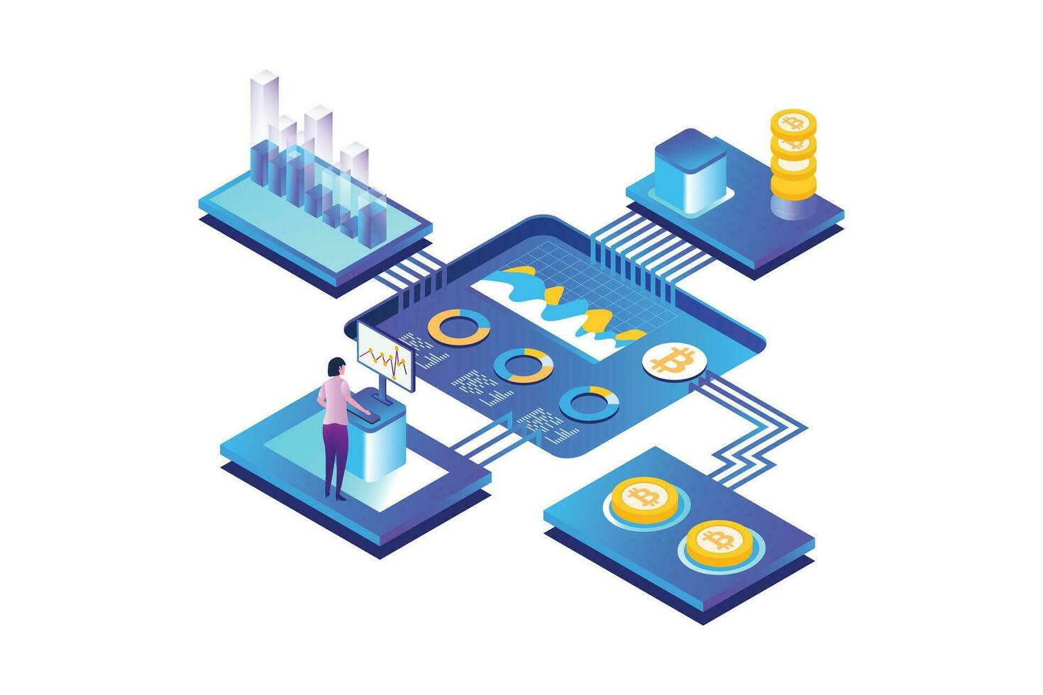Bitcoin Seo Analysis Isometric vector