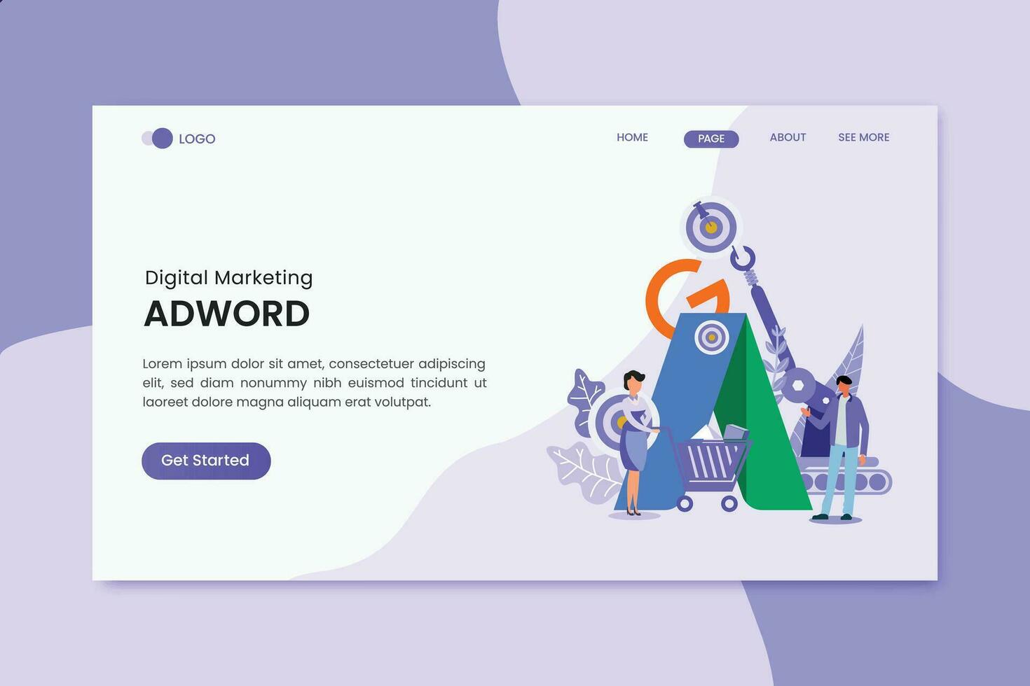 Adword Digital Marketing Landing Page vector