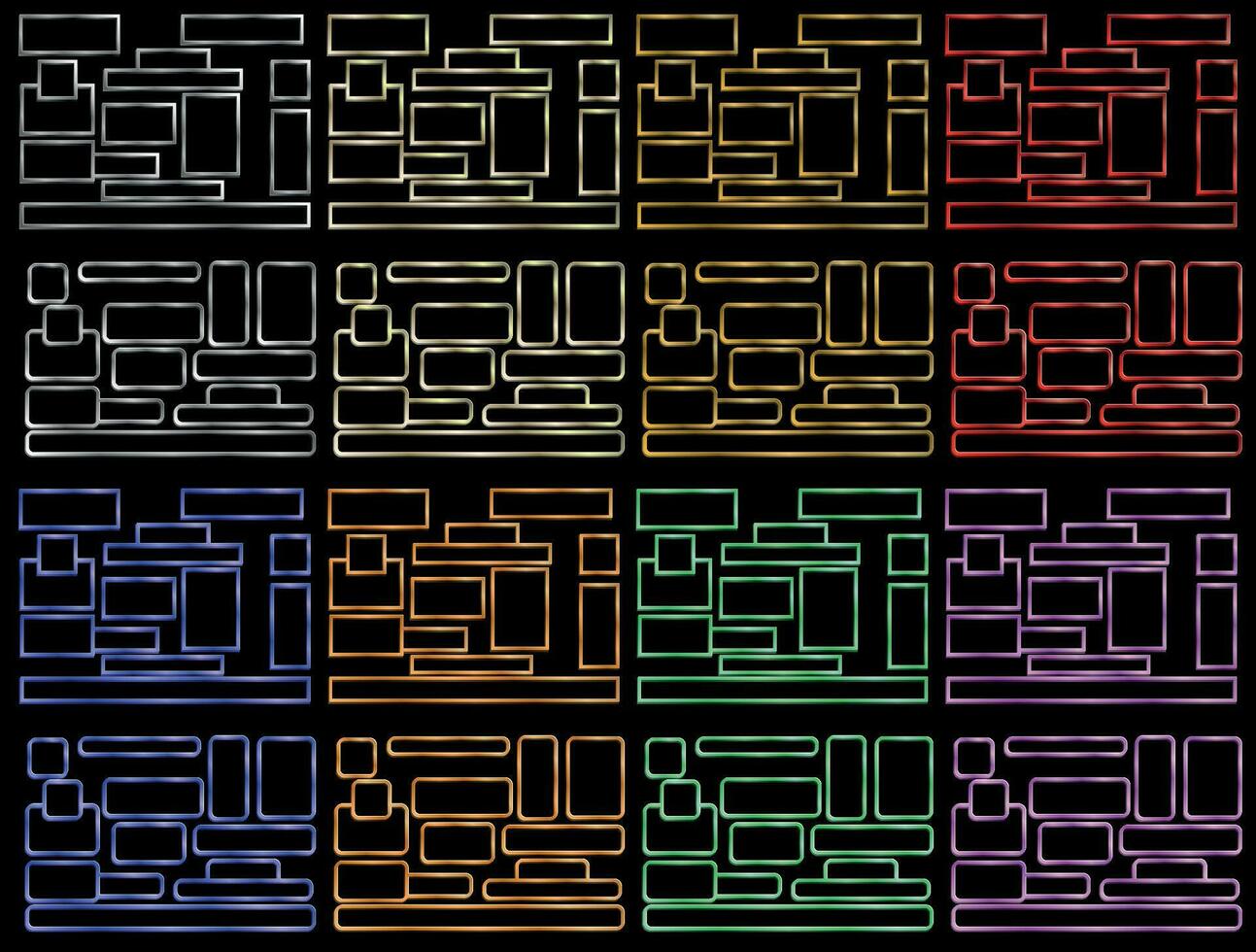 Set of metallic square frames in vector