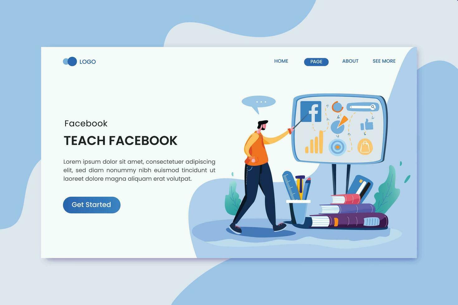 Teach Facebook Ads Marketing Landing Page vector