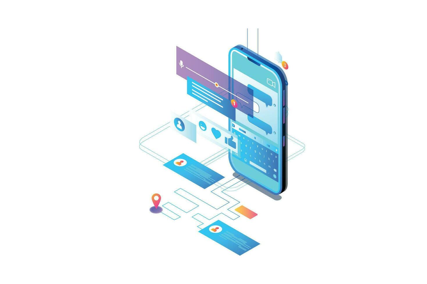 Antigravity Isometric Mobile Phones vector