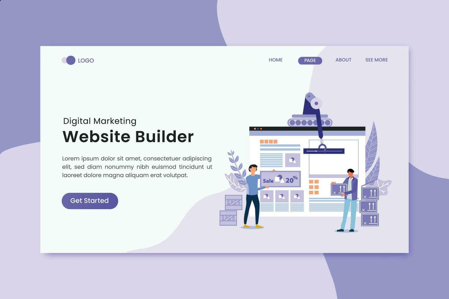 sitio web constructor digital márketing aterrizaje página vector