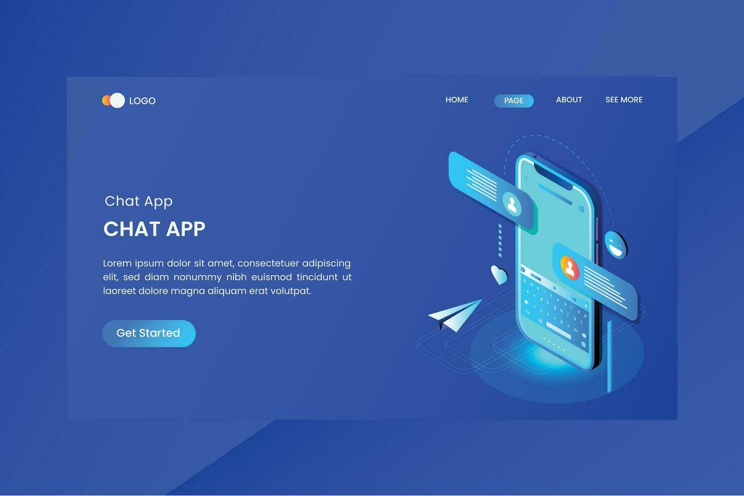 App lication Chat Mobile Isometric Concept Landing Page vector