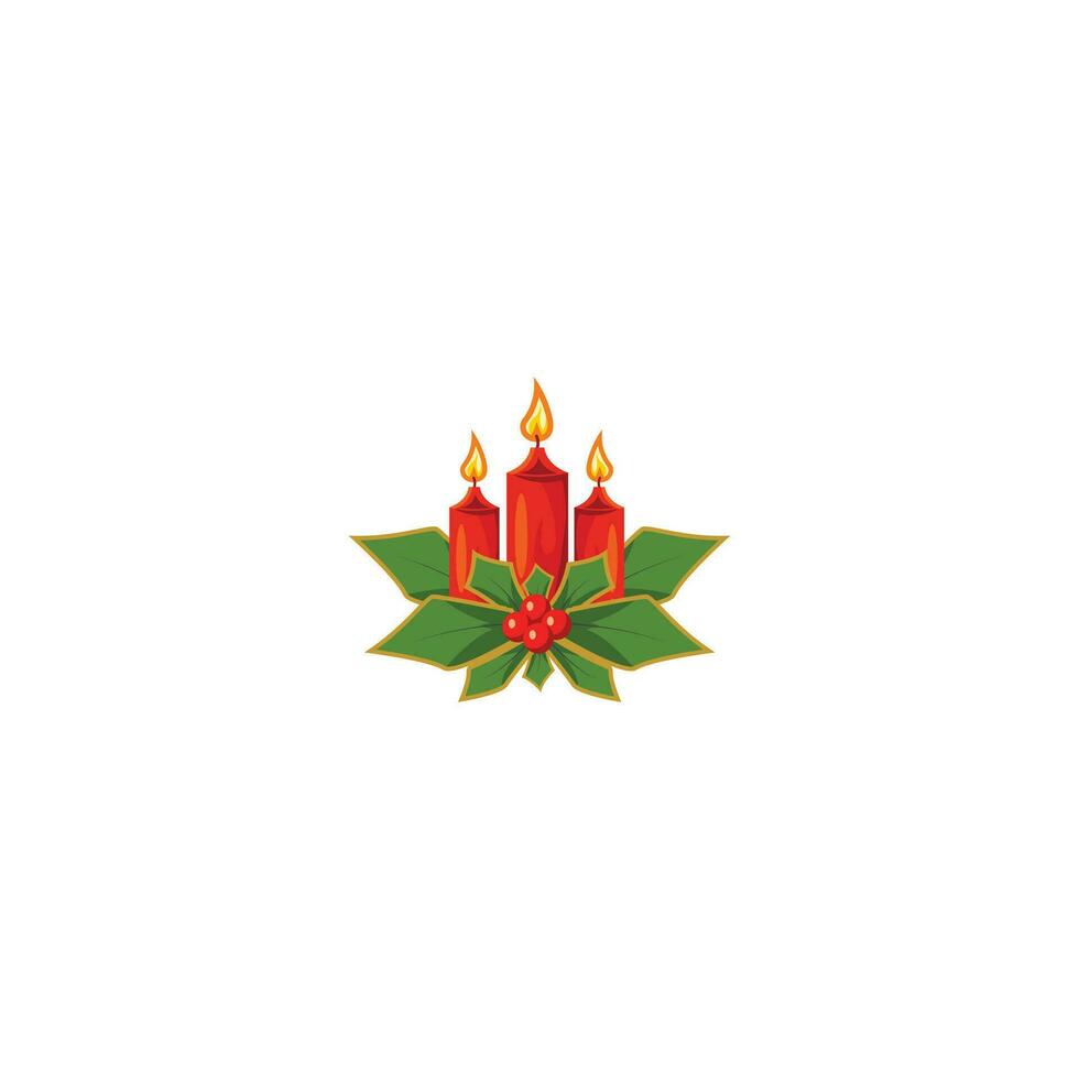 Candles, symbolizing light and warmth during the winter season.  Perfect for adding a touch of Christmas spirit to graphics, cards, websites, and apps. Vector icon illustration template