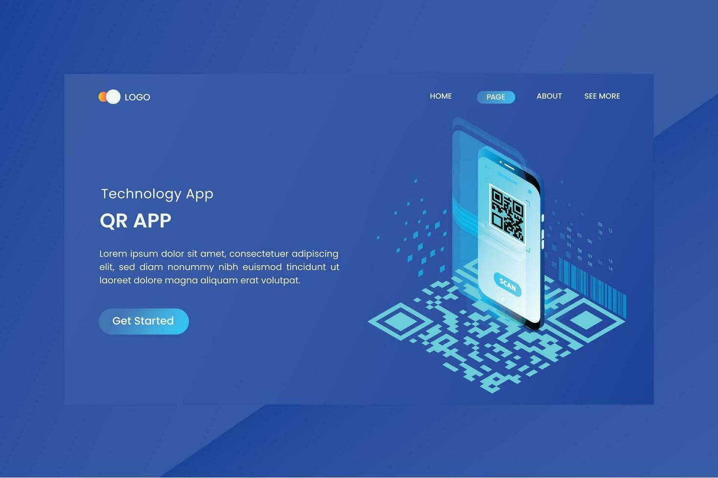 QR App Isometric Concept Landing Page vector