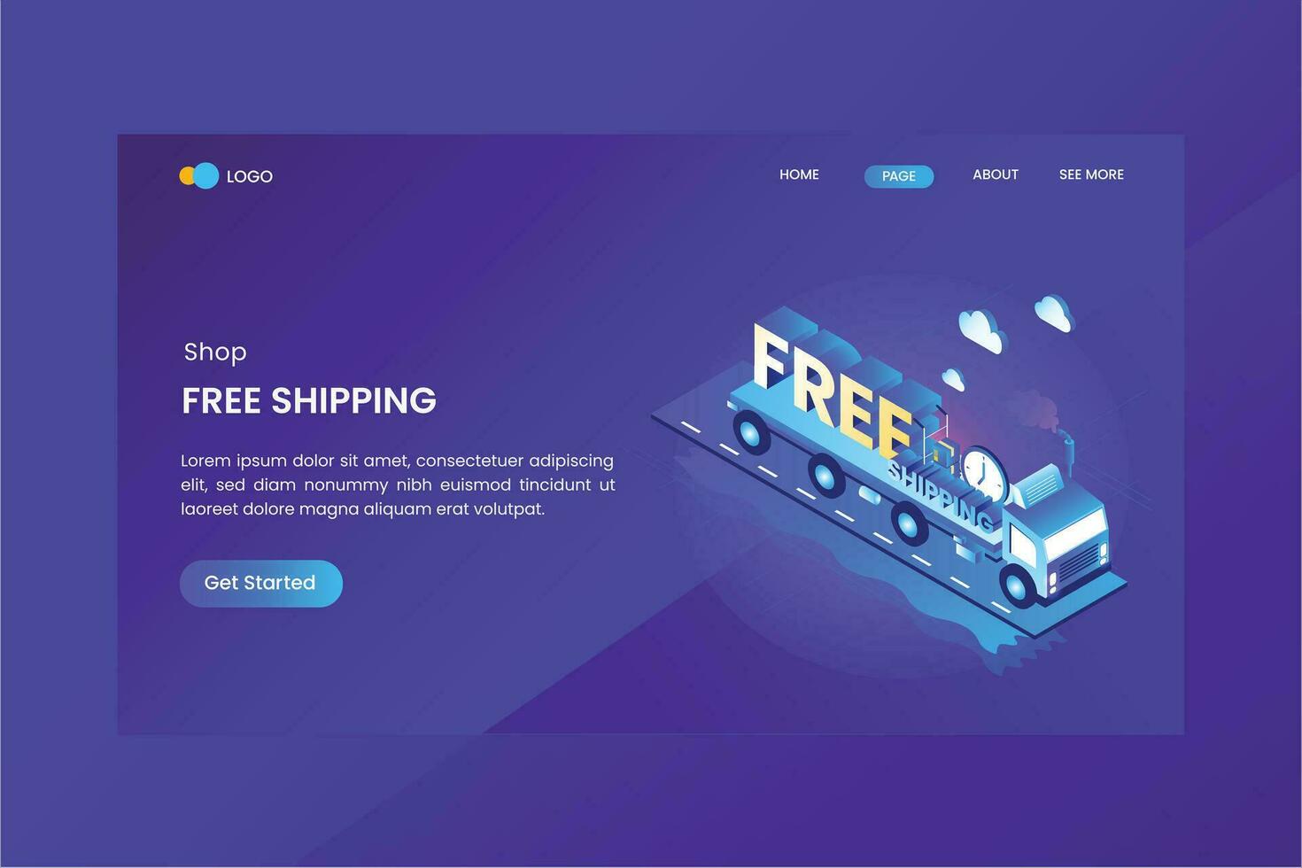 Free Shipping Isometric Concept Landing Page vector