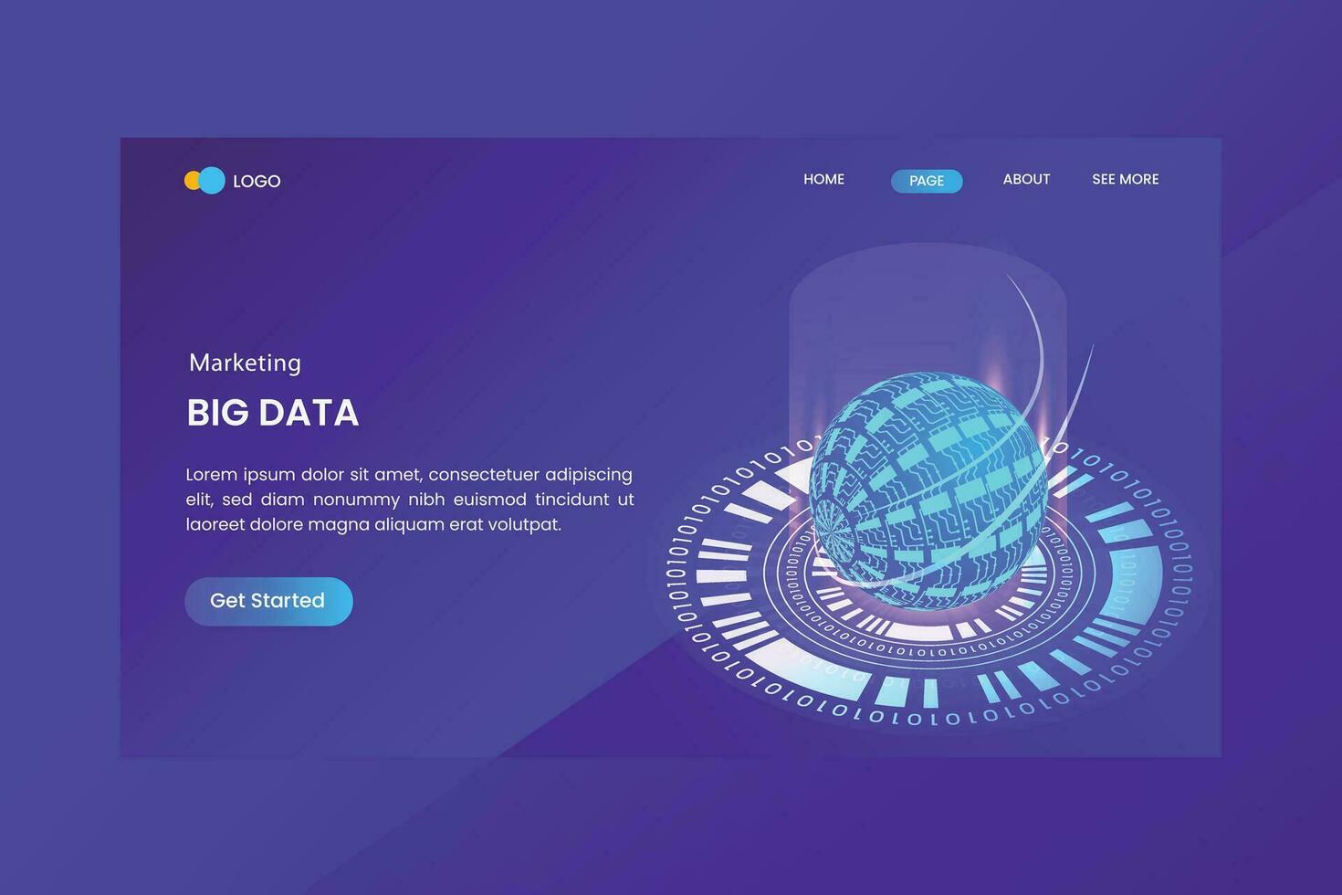 Big Data Isometric Concept Landing Page vector