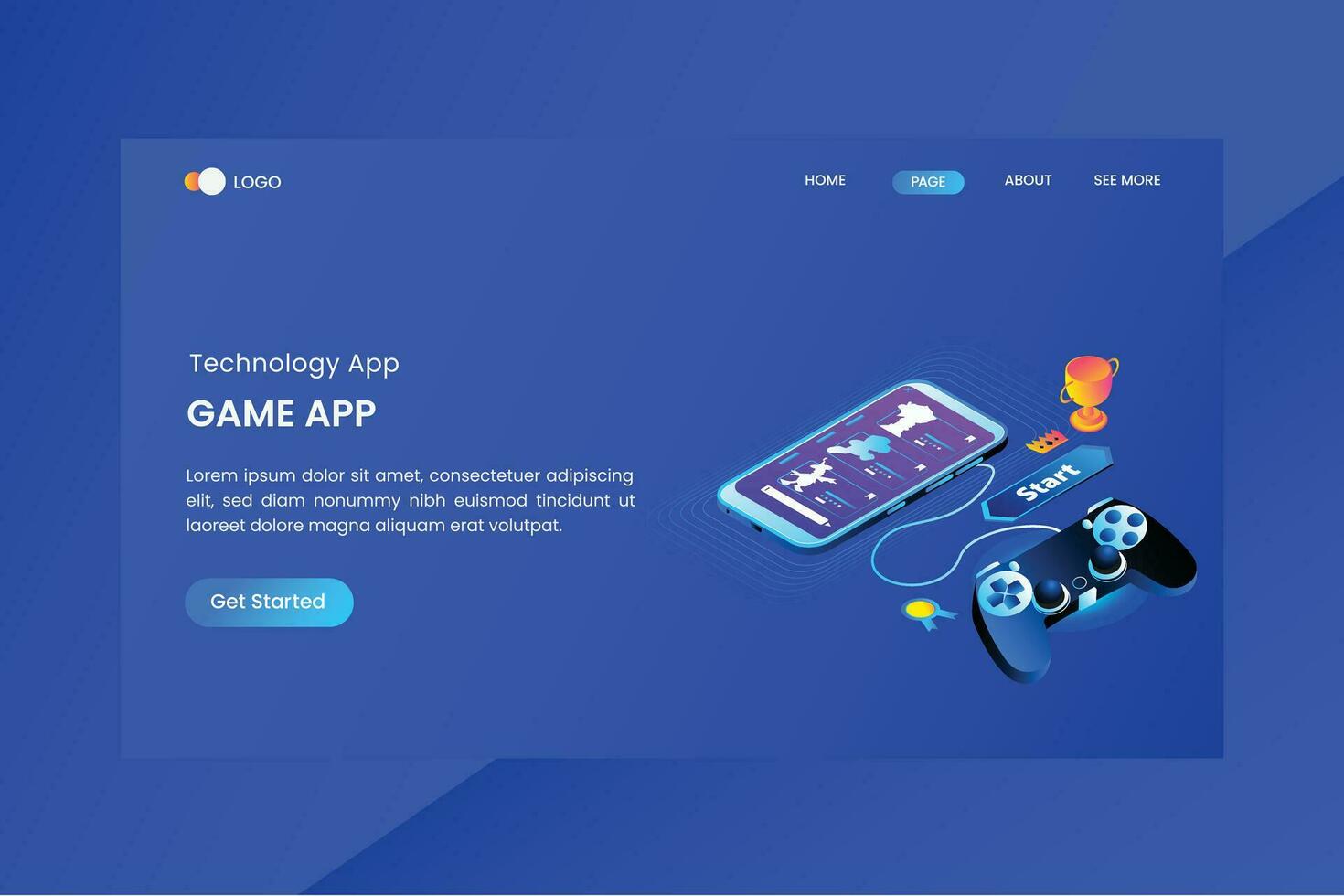 Gamming App Isometric Concept Landing Page vector