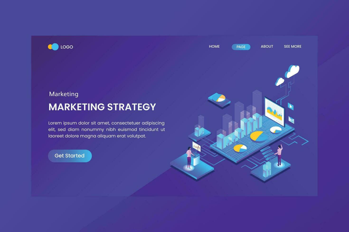 Data Analysis Isometric Concept Landing Page vector