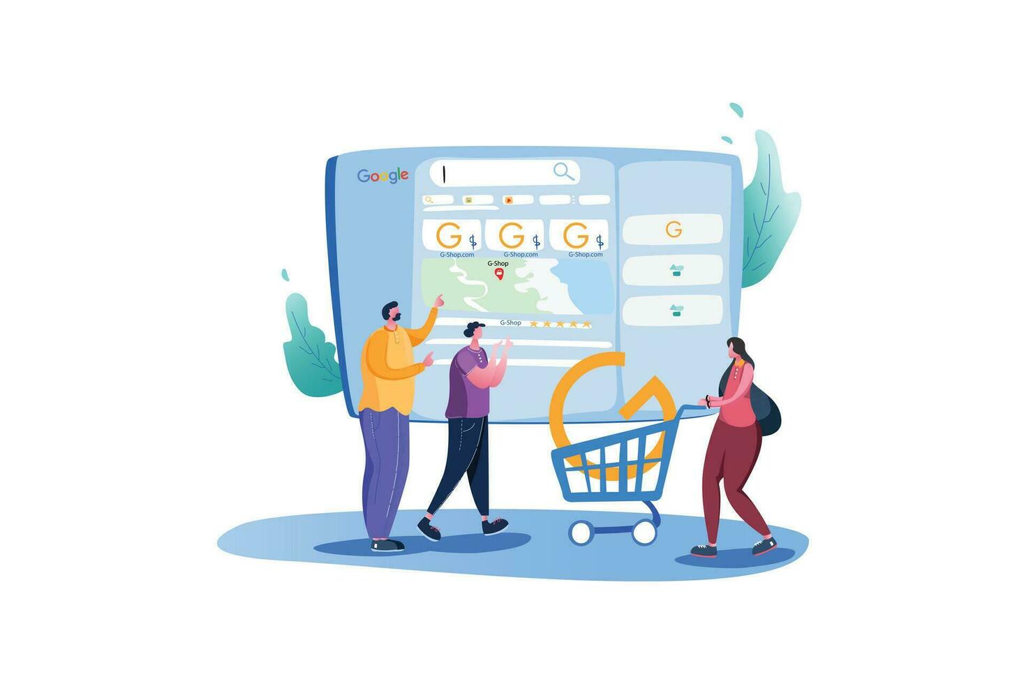 google márketing página ilustrador vector