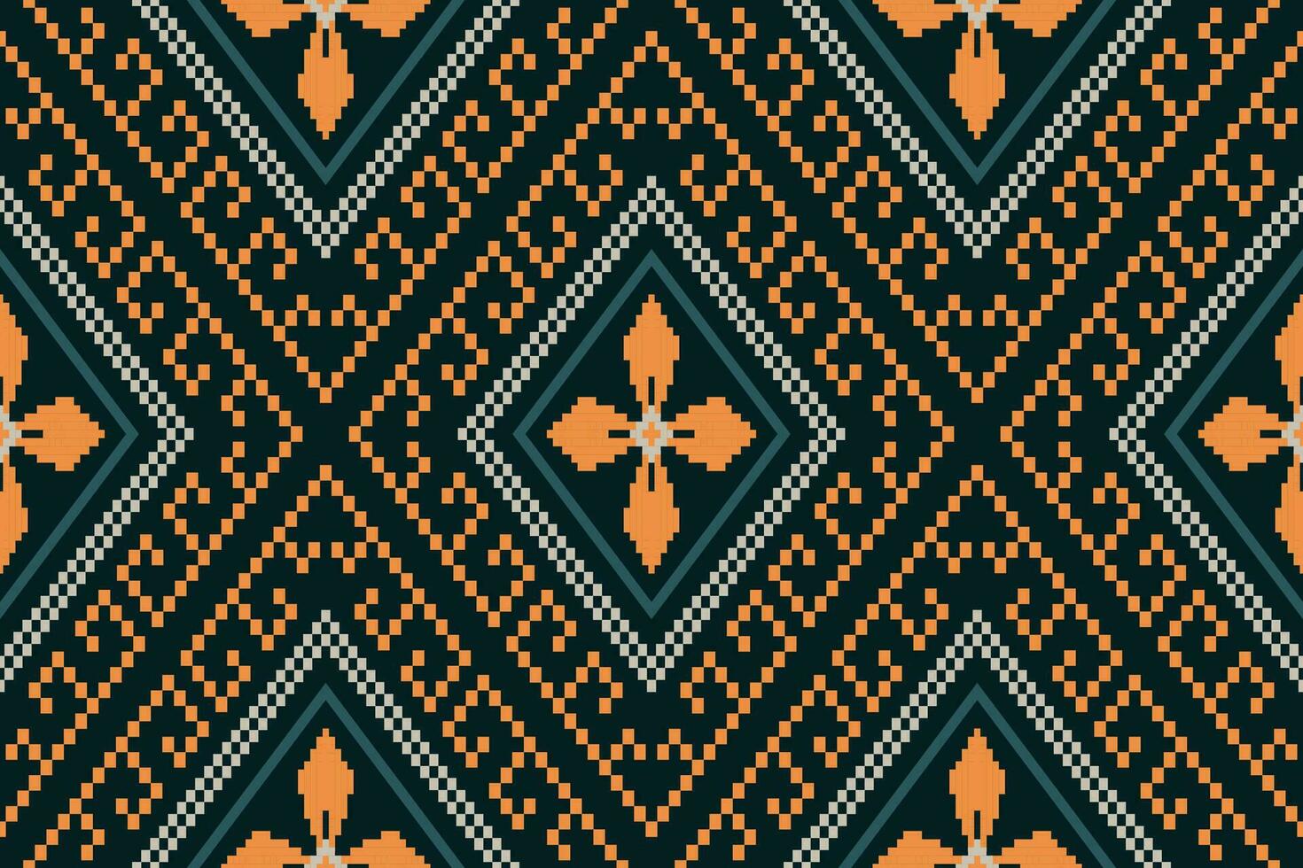 Indigo navy blue geometric traditional ethnic pattern Ikat seamless pattern border abstract design for fabric print cloth dress carpet curtains and sarong Aztec African Indian Indonesian vector
