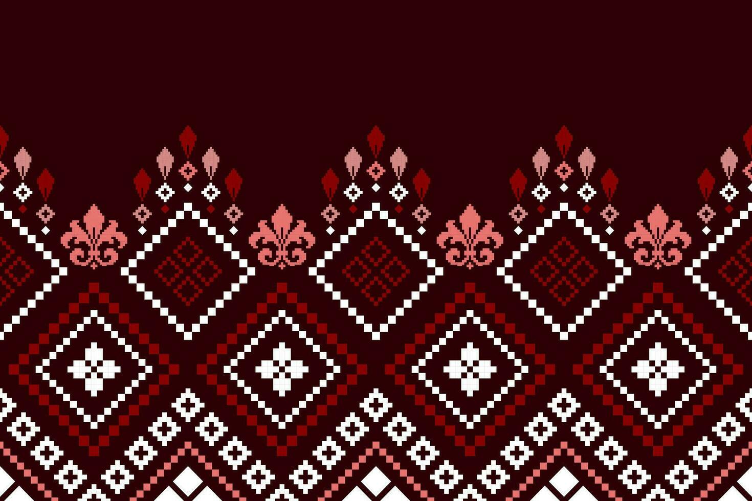 Red traditional ethnic pattern paisley flower Ikat background abstract Aztec African Indonesian Indian seamless pattern for fabric print cloth dress carpet curtains and sarong vector