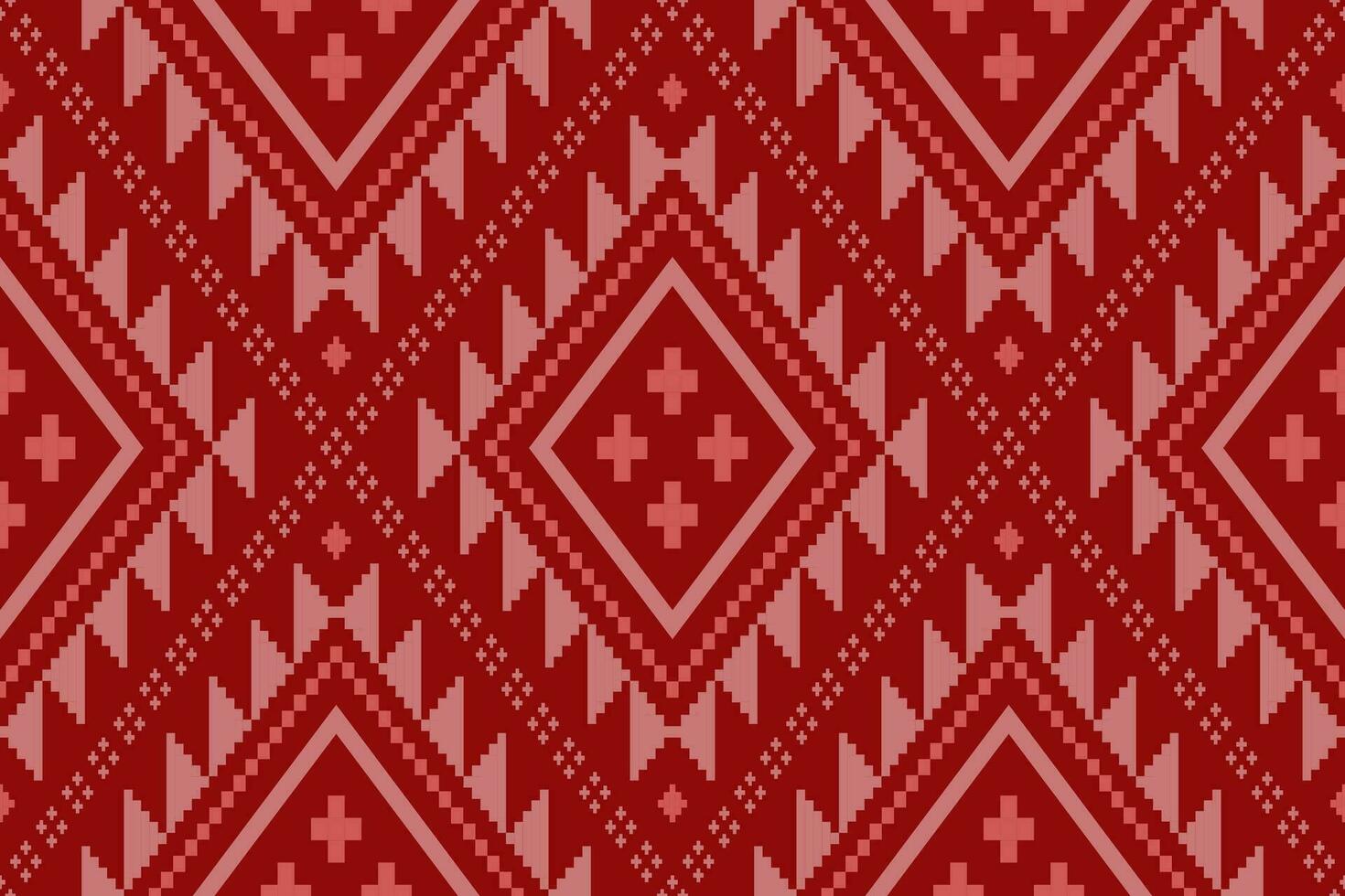 Red traditional ethnic pattern paisley flower Ikat background abstract Aztec African Indonesian Indian seamless pattern for fabric print cloth dress carpet curtains and sarong vector