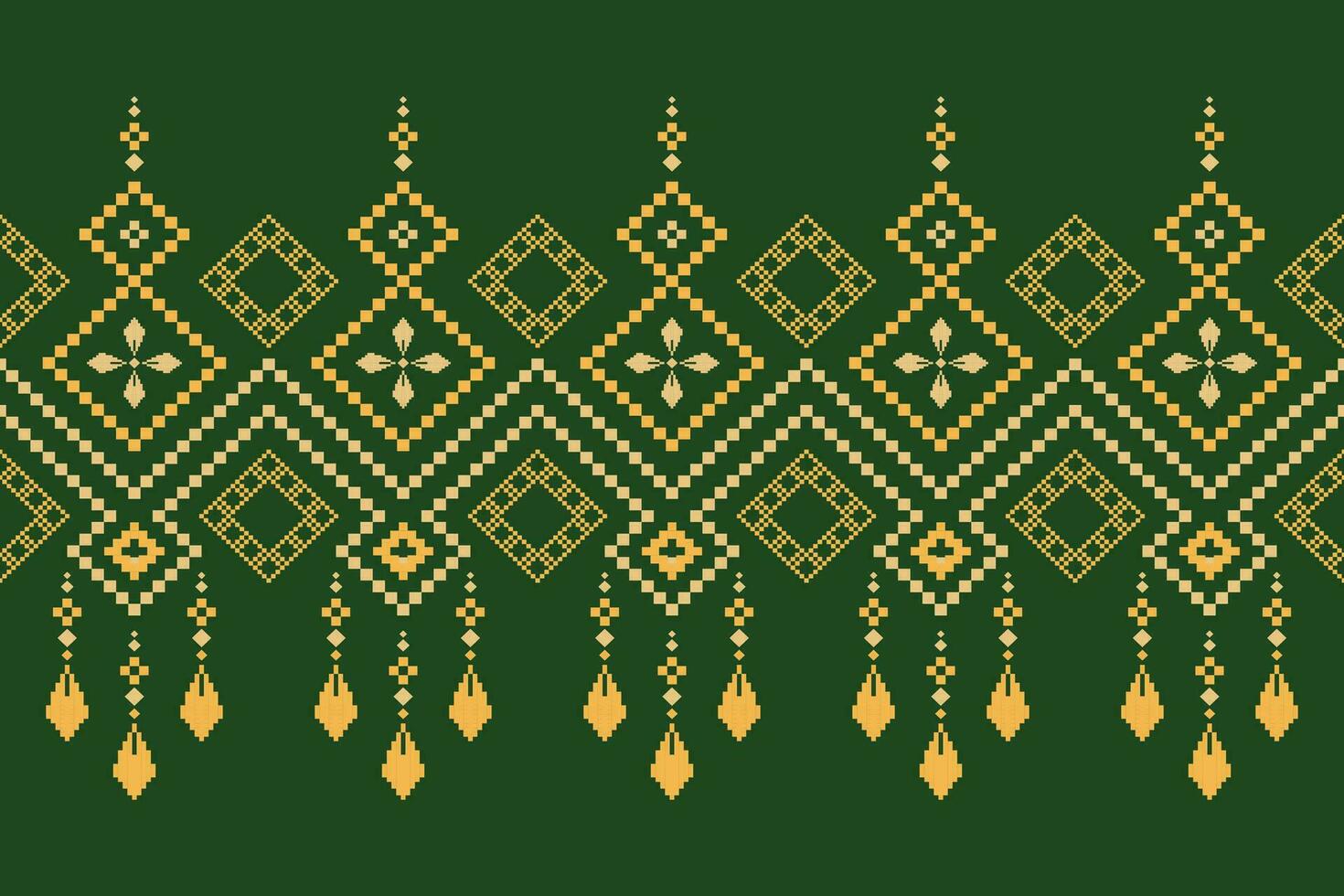 verde cruzar puntada vistoso geométrico tradicional étnico modelo ikat sin costura modelo frontera resumen diseño para tela impresión paño vestir alfombra cortinas y pareo de malasia azteca africano indio indonesio vector