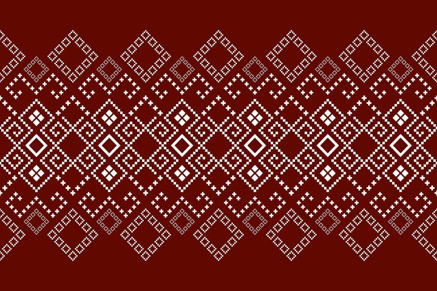 Red Cross stitch colorful geometric traditional ethnic pattern Ikat seamless pattern abstract design for fabric print cloth dress carpet curtains and sarong Aztec African Indian Indonesian vector