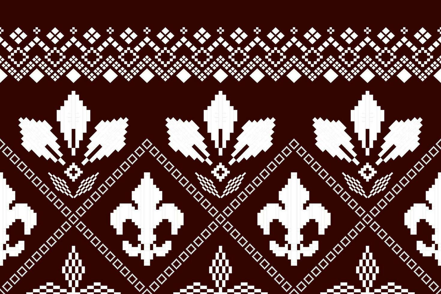 Red traditional ethnic pattern paisley flower Ikat background abstract Aztec African Indonesian Indian seamless pattern for fabric print cloth dress carpet curtains and sarong vector