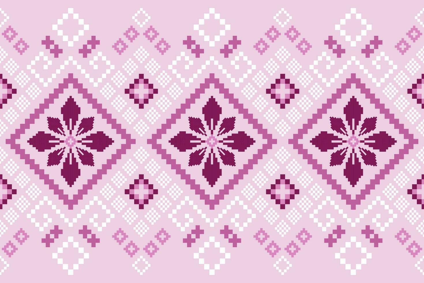 Pink traditional ethnic pattern paisley flower Ikat background abstract Aztec African Indonesian Indian seamless pattern for fabric print cloth dress carpet curtains and sarong vector