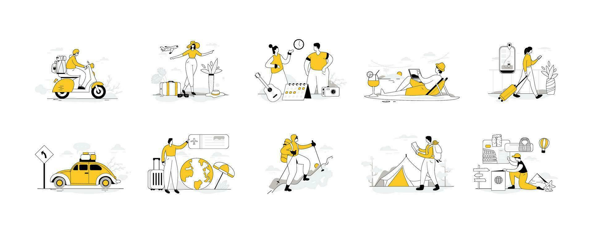 Travel Vectors Illustration Flat Line