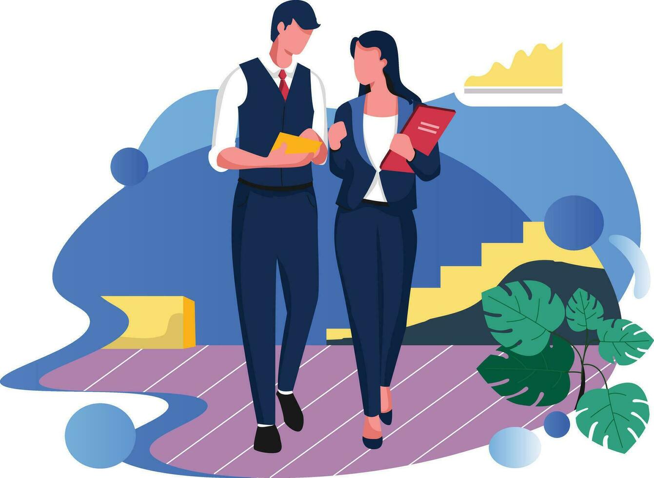 After-hours exchanges, Flat vector illustration
