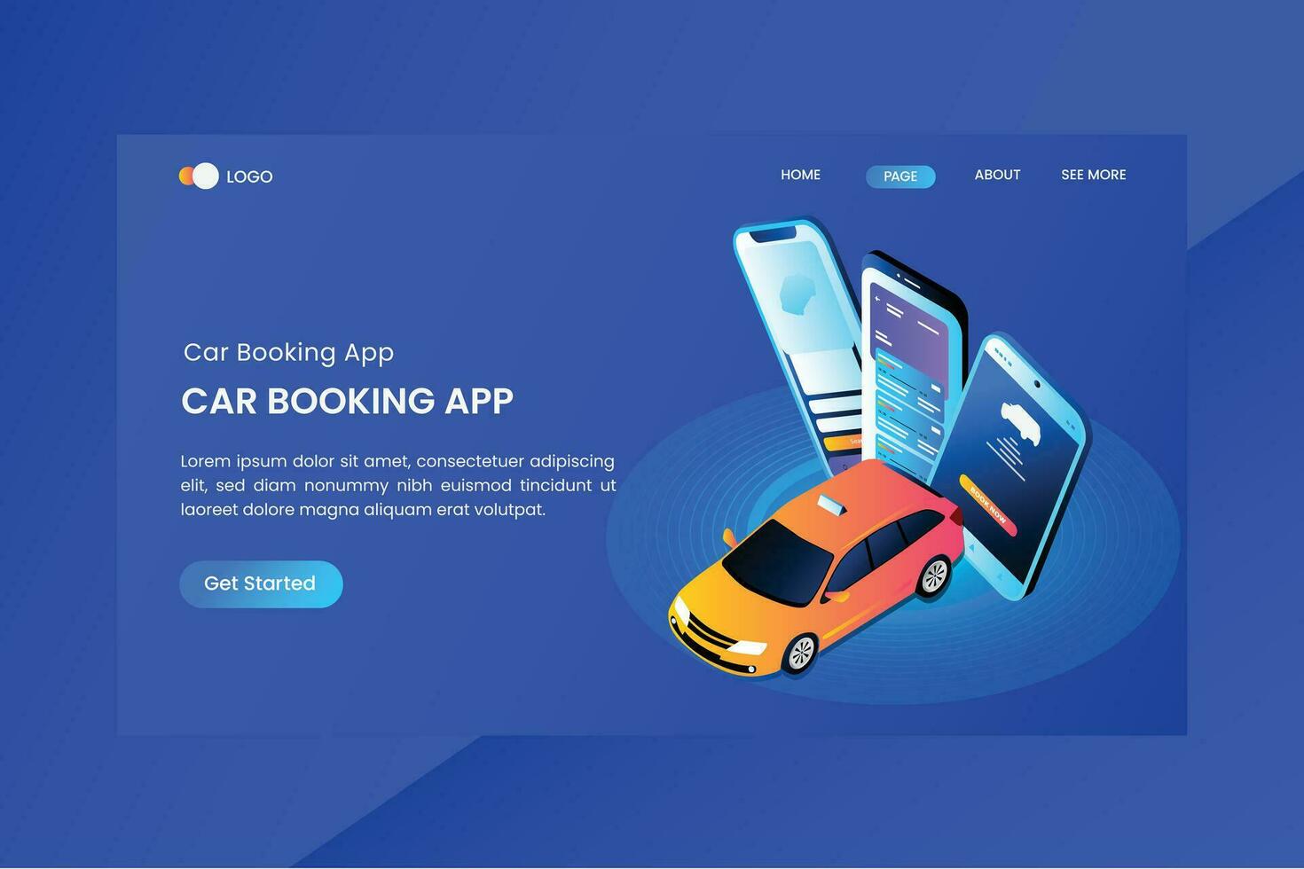 Mobile App for Booking Taxi Concept Landing Page vector