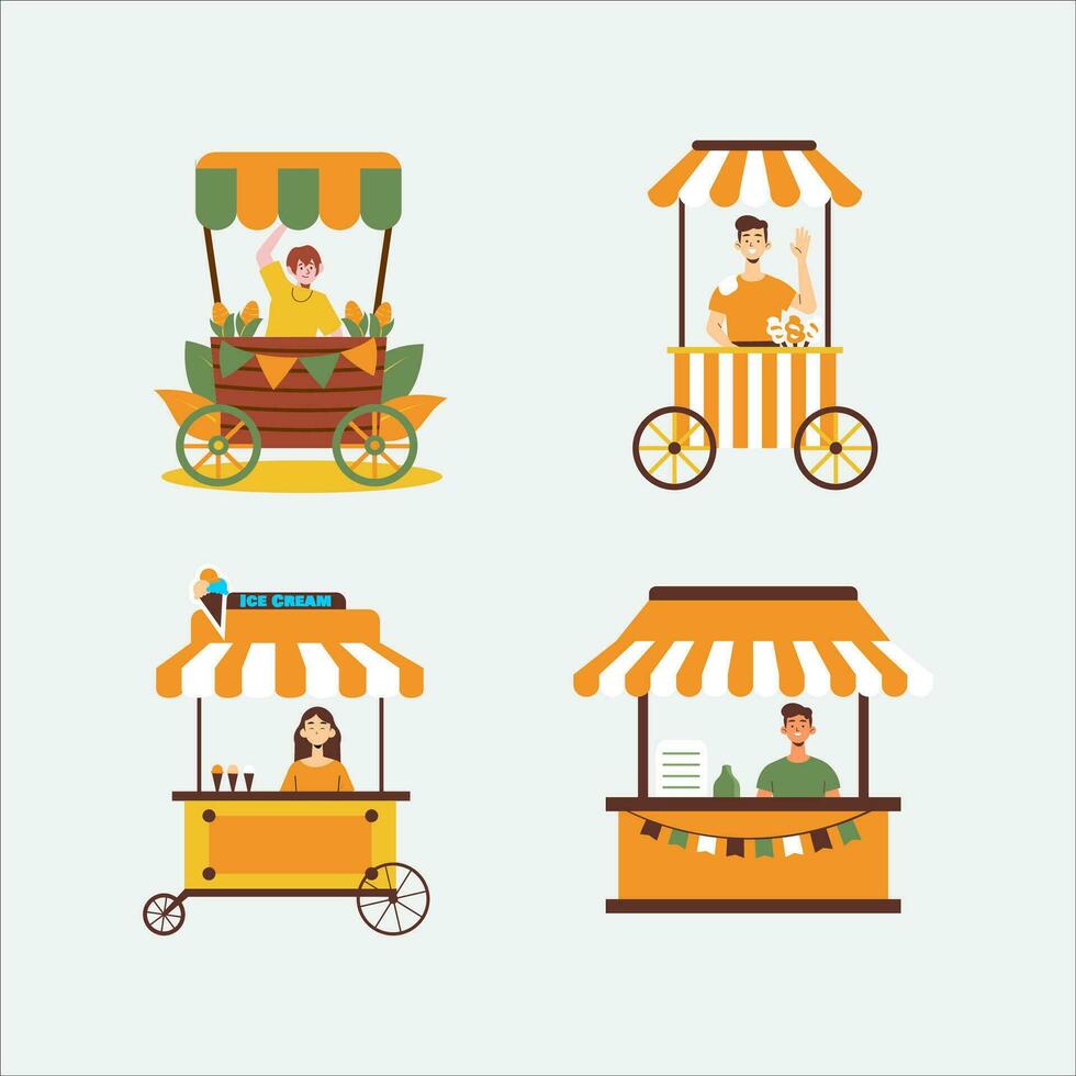 Street Vendor colorful Illustration of Urban Informal Economy vector