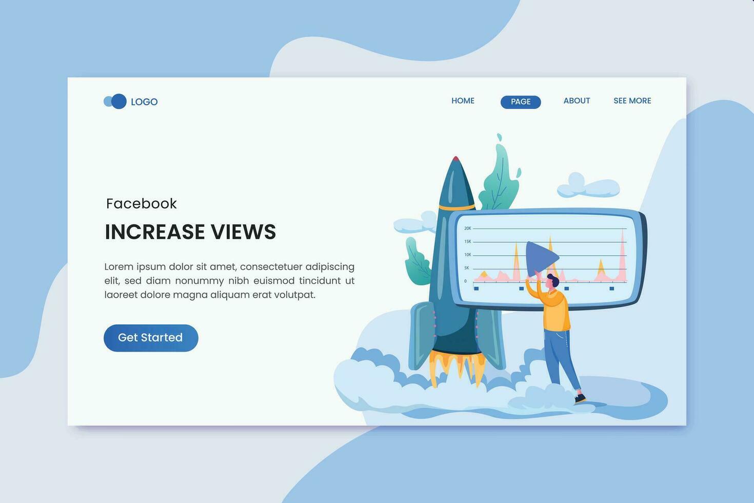 Increase Views Facebook Ads Landing Page vector