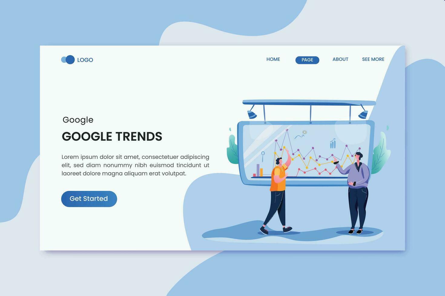 Google Trends Marketing Landing Page vector