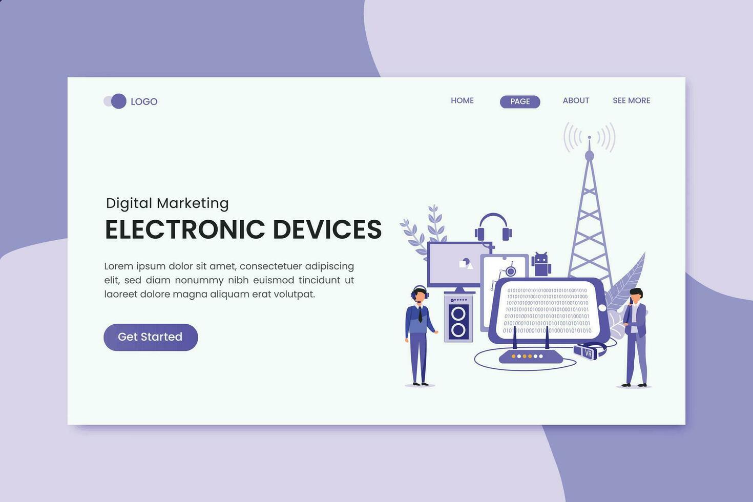 Electronic Devices Digital Marketing Landing Page vector