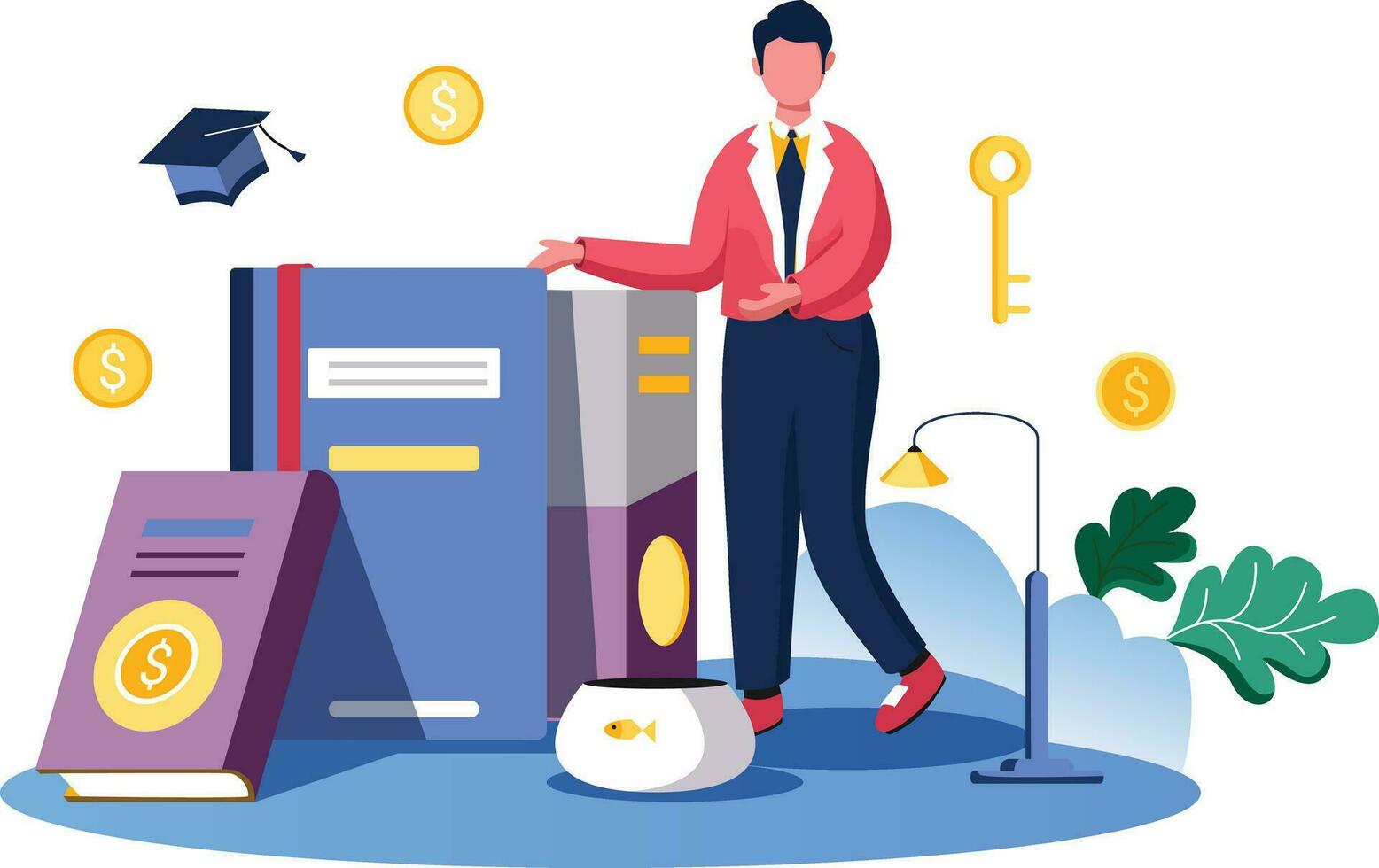 Knowledge and business, Flat vector illustration