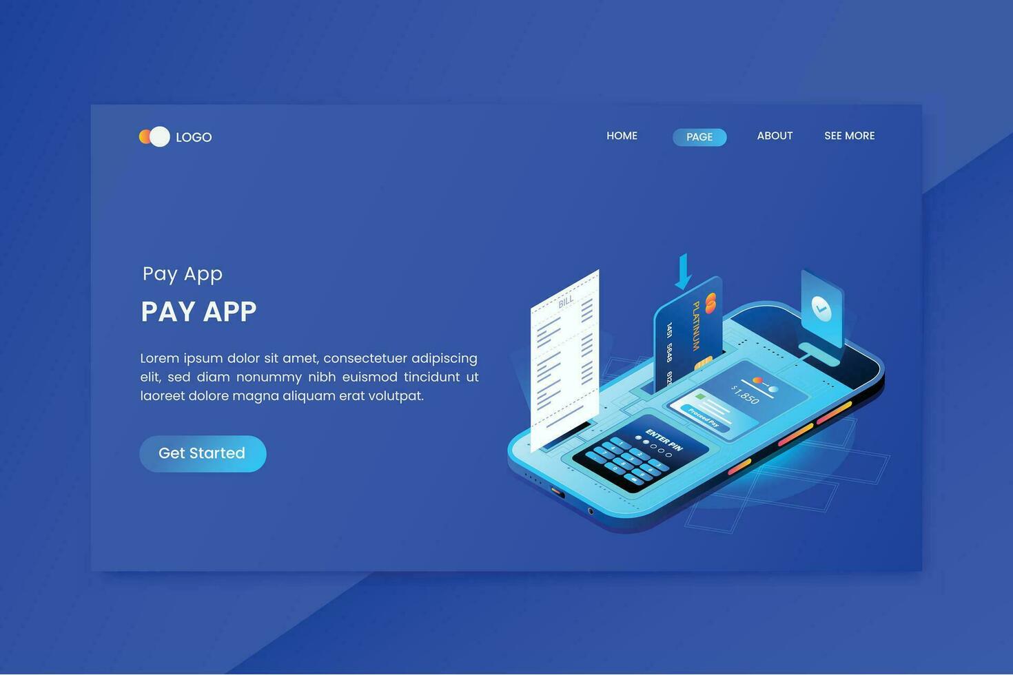 Mobile Banking Payment App Isometric Concept Landing Page vector