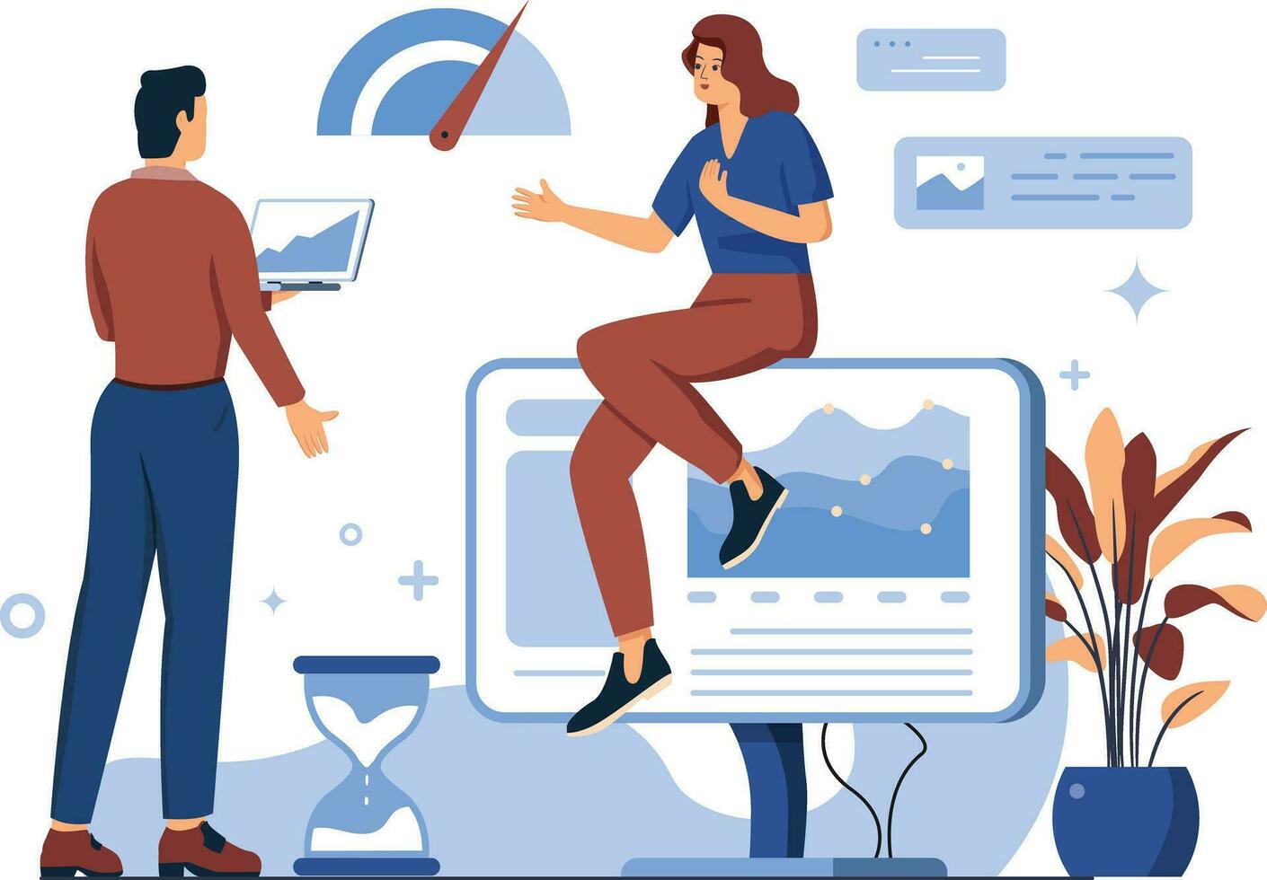 Discuss business issues, Flat vector illustration