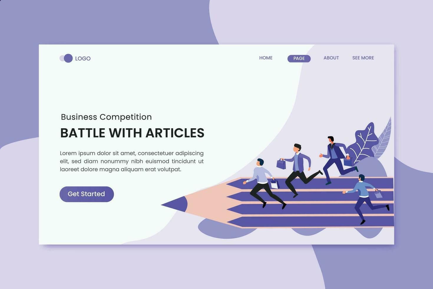 Battle With Articles Business Competition Landing Page vector